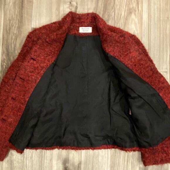 Giancarlo Ferrari Petite Deep Red Women’s Fuzzy Marled Vintage Jacket - Picture 7 of 9